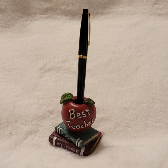 "Best Teacher" Apple and Books Pen Holder - Picture 7 of 9